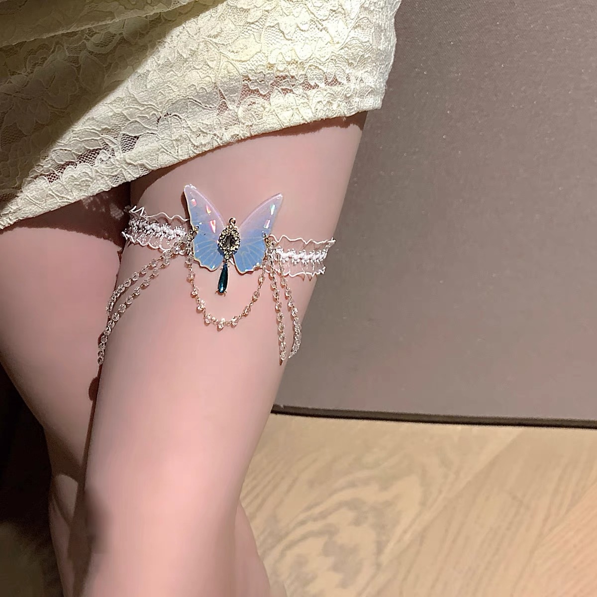 Body Chain Jewelry - JOSWEET-Jambe en dentelle élastique à motif