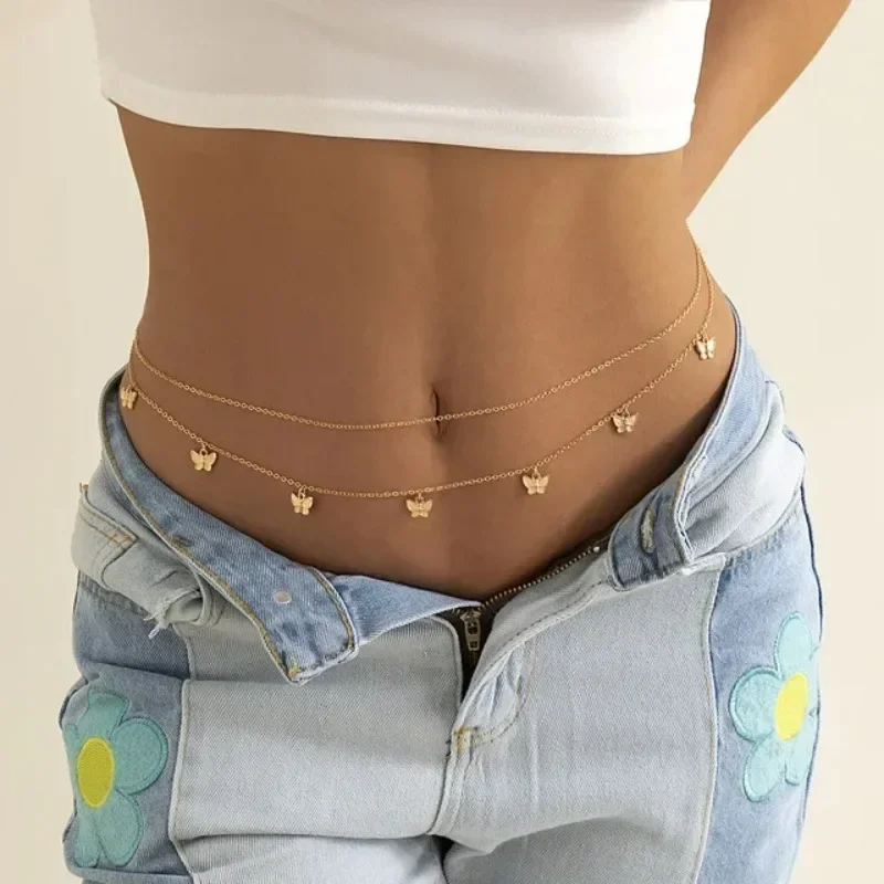 Body Jewelry For Women - Chaîne papillon Double couche pour femmes,