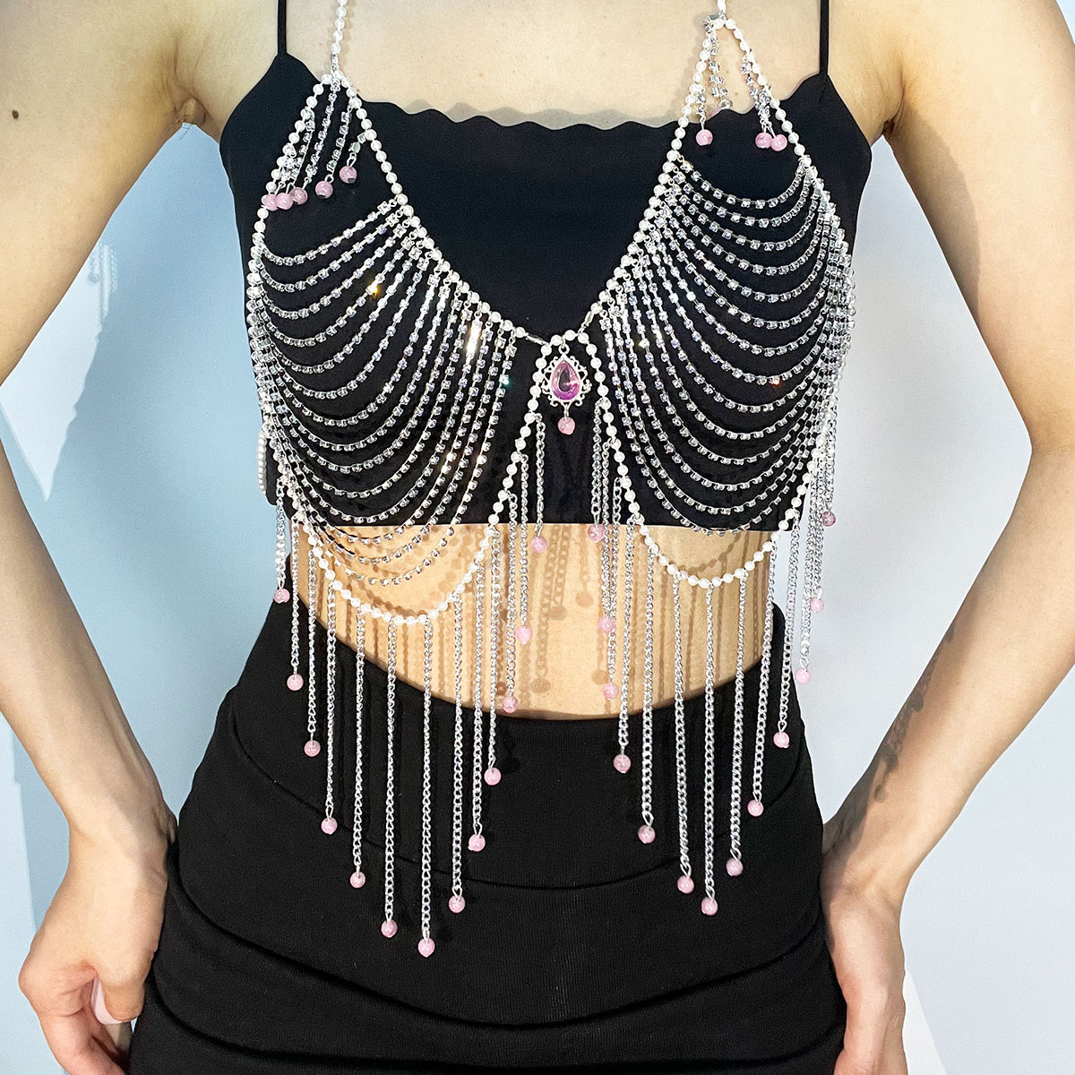 Body Jewelry Bra - Bijoux de soutien-gorge élégants en strass,