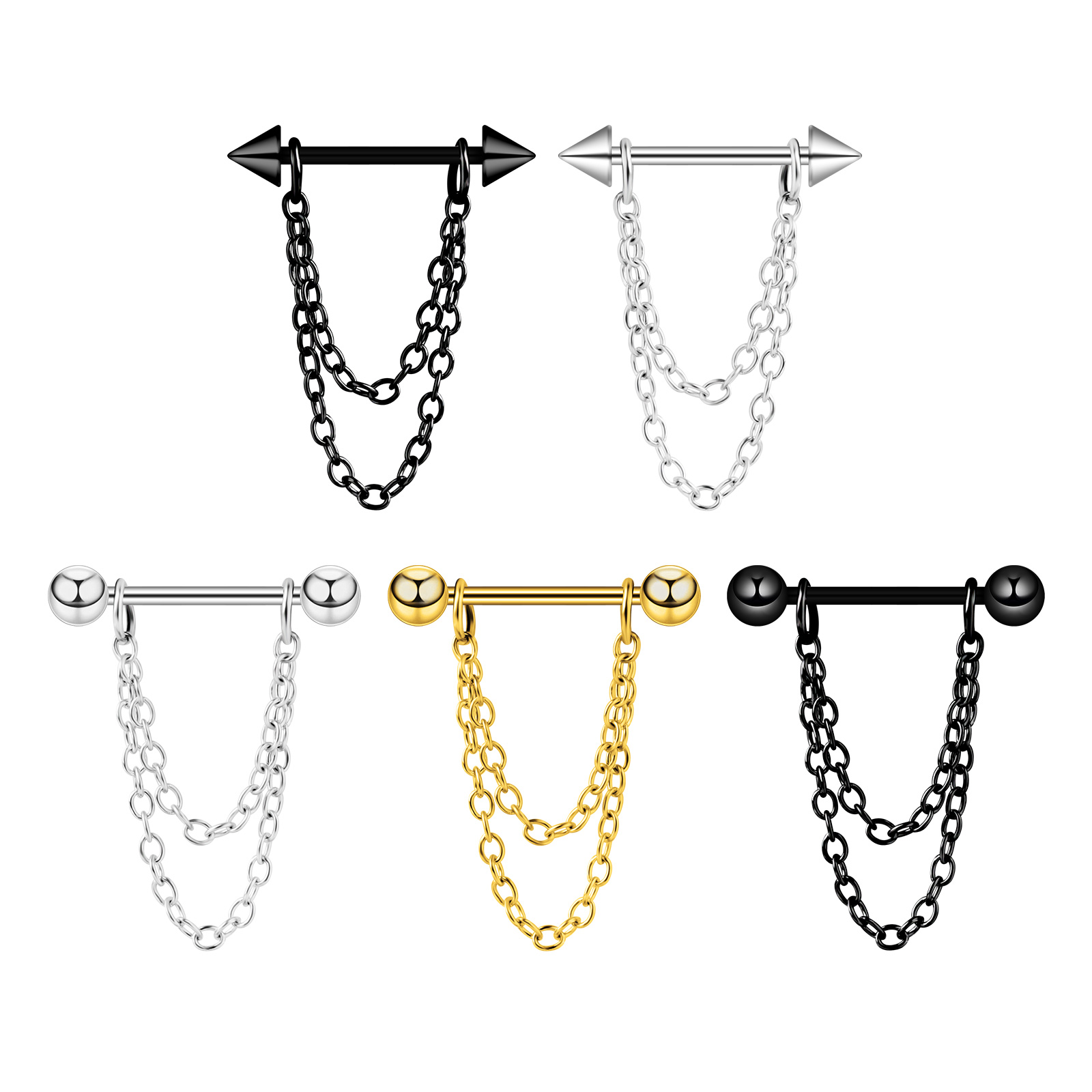 Body Jewelry Nipple Chain - 1 paire de Piercing de mamelon