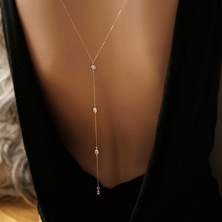 Collier chaîne arrière en stra - Body Chain Jewelry avis et prix